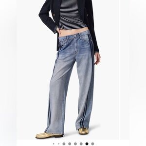 NWT rag & bone Miramar terry wide leg stripe track pant.  Color: coney XS $218
